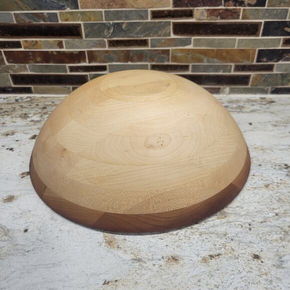 Vintage Wooden Dough Bowl, Segmented Hand Made 12" - Picture 4 of 6